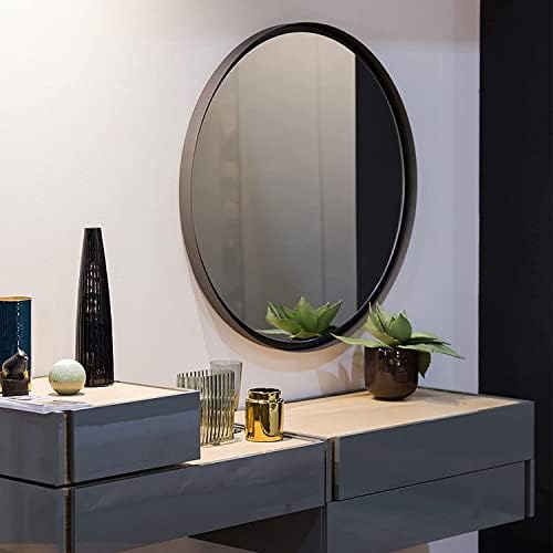 24 Inch Round Mirror with Black Aluminum Frame