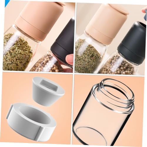 COLLBATH 150ml Glass Pepper Salt Set with Manual Grinder and Storage Bottle