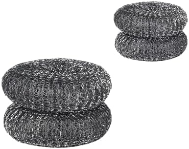 Elyssnova Steel Wool Scrubber with Long Handle 4 Pieces