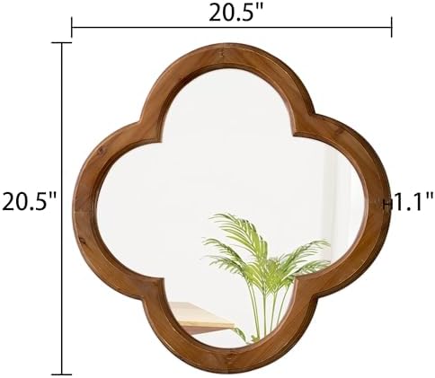 Sintosin Farmhouse Scalloped Wood Frame Mirror 20 Inch