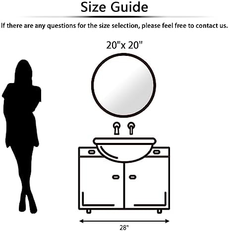 EMAISON 20 Inch Round Black Metal Frame Mirror for Bathroom and Home Dcor