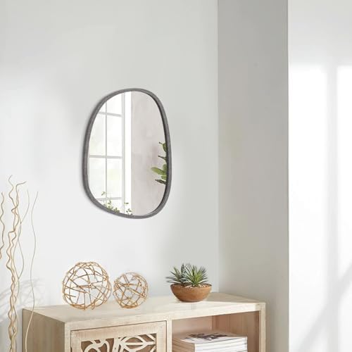 Lzuso Asymmetrical Oval Wood Frame Mirror