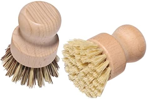 Yardenfun 2pcs Bamboo Handle Dish Scrubber