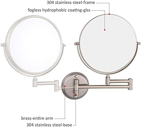 KEYQEEN Wall Mounted Double Sided Mirror 6 Inch 3X