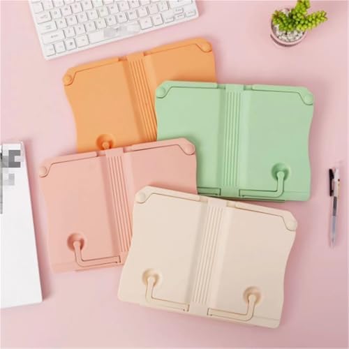 Adjustable Foldable Cookbook Stand with Page Clips - Green