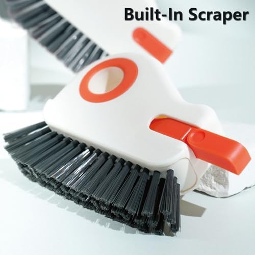 2 in 1 Window Track Cleaning Brush with Scraper and Bristles - Orange