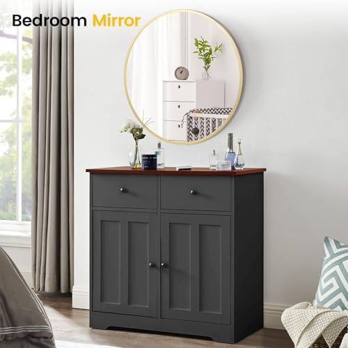 Modern 30 Inch Round Mirror with Durable Metal Frame
