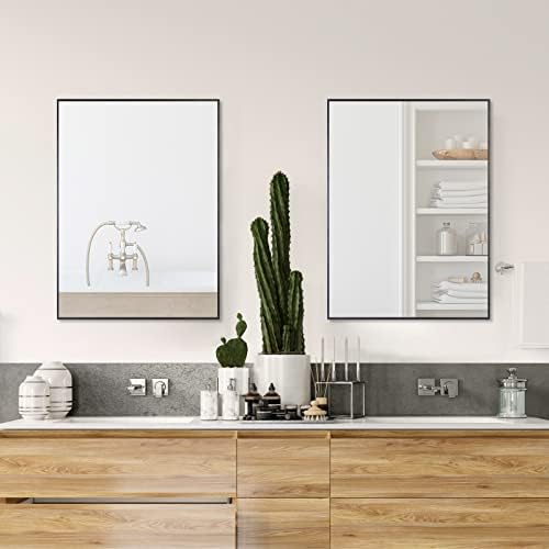 DAIEAR 24 X 32 Black Wall Bathroom Mirror With Metal Frame