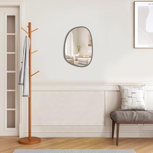 Lzuso Asymmetrical Oval Wood Frame Mirror