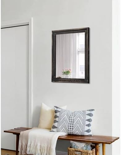 MWAZZLL 20x16 Inch Rustic Farmhouse Wall Mirror with Wood Frame