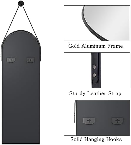 16x48 Hanging Mirror with Black Leather Strap