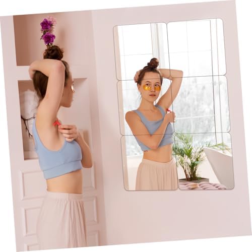 4 Self-Adhesive Square Mirrors 20x20cm Black Wall Mirror Tiles No Tools Needed