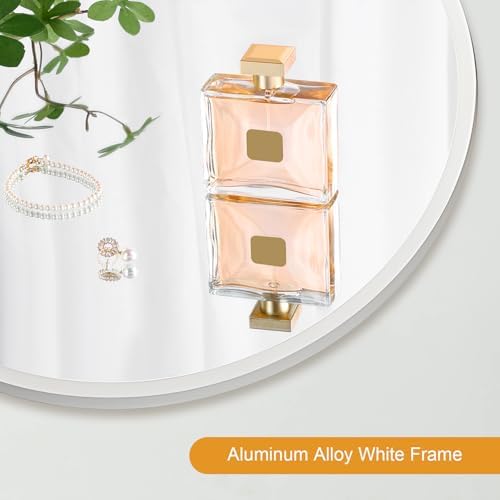 20 Inch White Round Mirror with Aluminum Alloy Frame