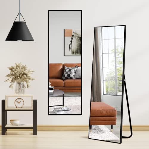 NicBex Full Length Mirror 55x16 Inch Black Aluminum Frame