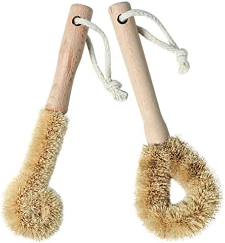iplusmile 2pcs Kitchen Cleaning Brush with Bamboo Handle 1