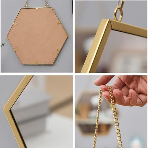 TZUFA Hexagon Wall Mirror Gold Bathroom Decor