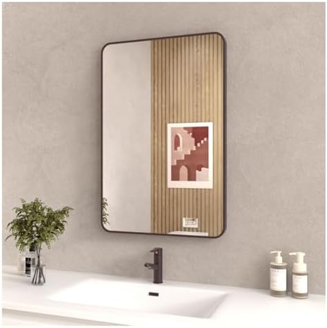24x36 Inch Rounded Rectangle Bathroom Mirror with Oil Rubbed Bronze Frame