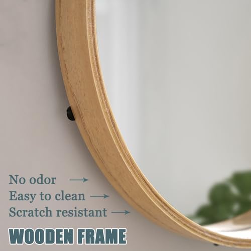LTSRLL Wooden Round Wall Mirror with Sturdy Chain 1