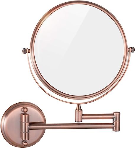 Bleslin Wall-Mounted Makeup Mirror with 3X Magnification Pink Gold 1