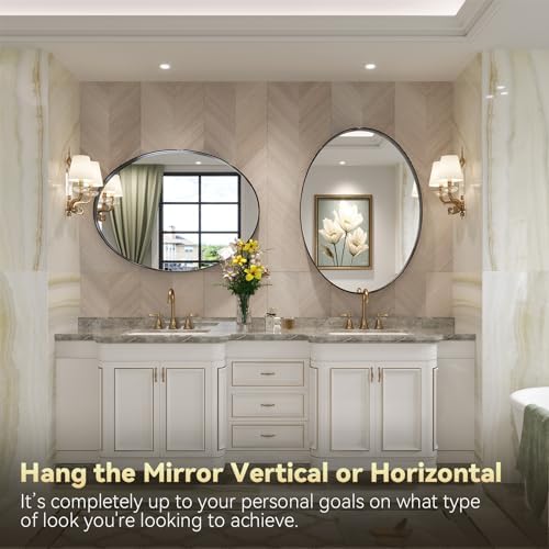 Brightify Black Oval 26x38 Inch Wall Mirror