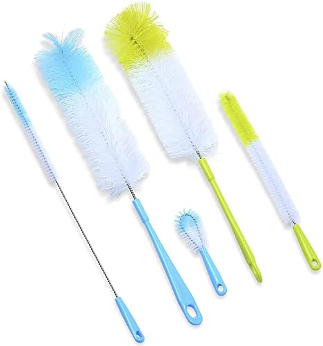 Andalus Brands 5-Piece Long Bottle Brush Set for Bottles Straws Lids
