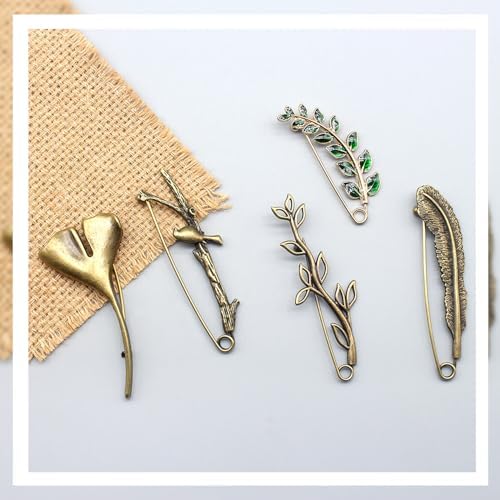Benvo 5 Pcs Vintage Safety Pins for Jewelry and Crafting