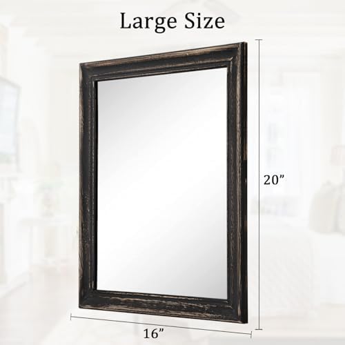MWAZZLL 20x16 Inch Rustic Farmhouse Wall Mirror with Wood Frame
