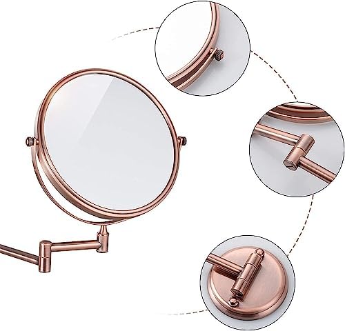 Bleslin Wall-Mounted Makeup Mirror with 3X Magnification Pink Gold 1