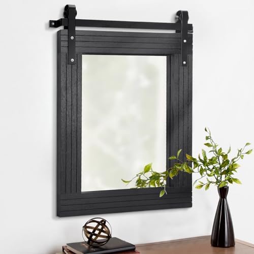 AAZZKANG 20x16 Inch Barn Door Style Wood Mirror