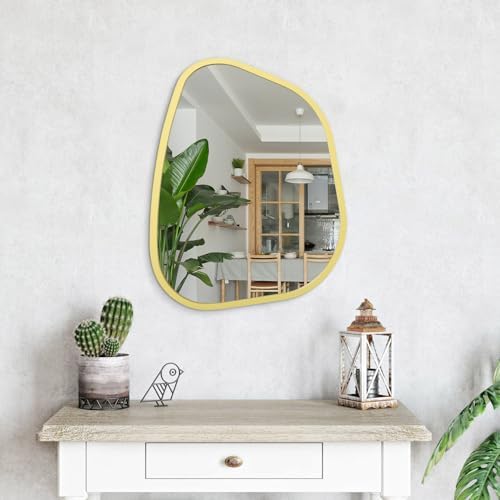 Asymmetrical Irregular Oval Wood Frame Mirror 20x16