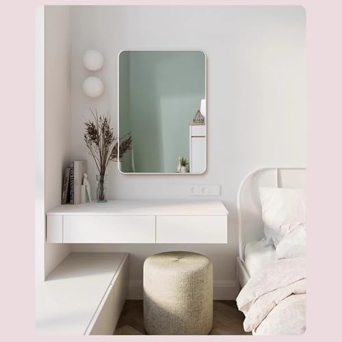Simple HD White Bathroom Mirror with Aluminum Frame 157 x 236 Inch