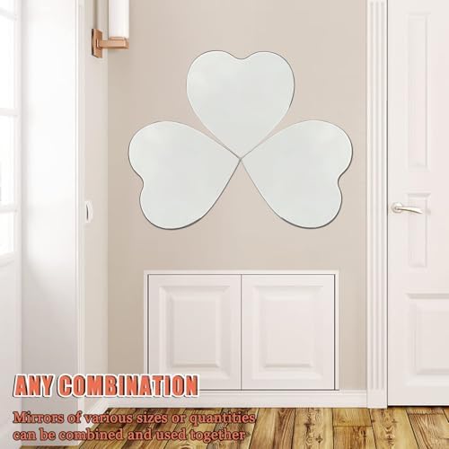 LTSRLL Heart-Shaped Mirror Tiles for Bathroom Vanity Wall