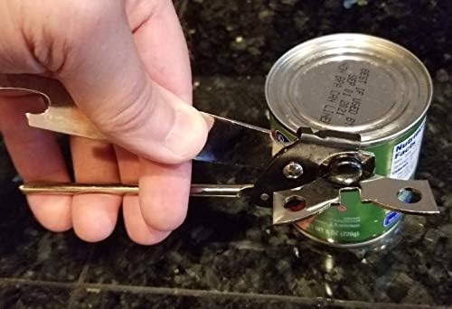 Classic Compact Metal Can Opener with Bottle Cap Remover
