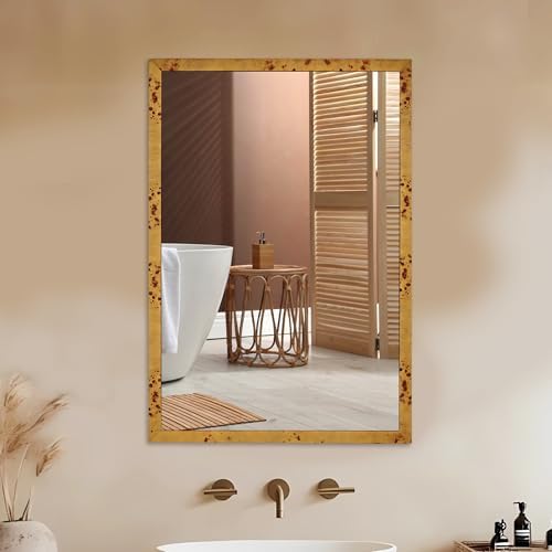 DUQIMO Rustic Wood Framed Vanity Mirror 20x30 Inch 1