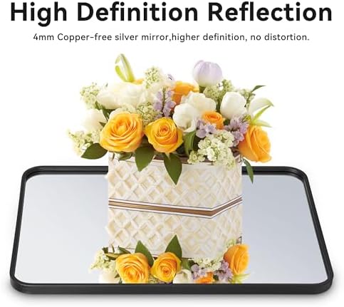 Heymirro 30x40 Inch Black Metal Framed Mirror