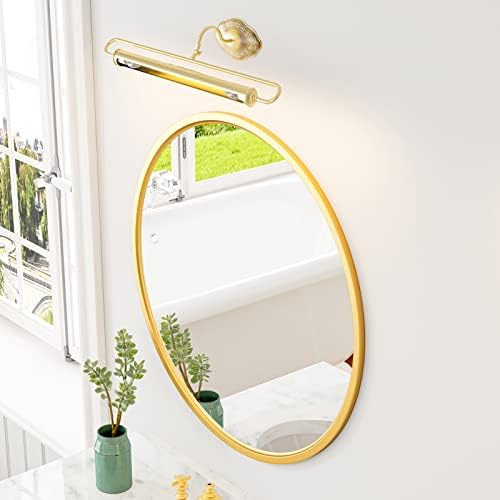 Gold Round Mirror 24 Inches Matte Metal Frame Wall Decor