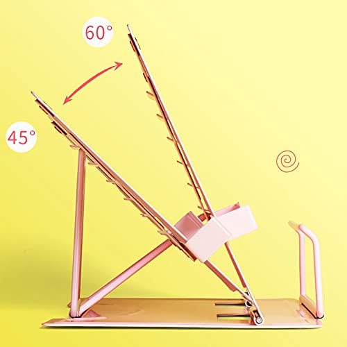 Adjustable Metal Book Stand with Handles for Desk and Kitchen Blue