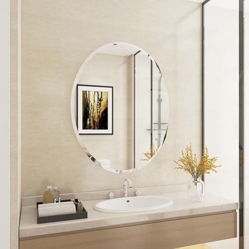 Oval Frameless Mirror Bathroom 40x60 cm Modern Design