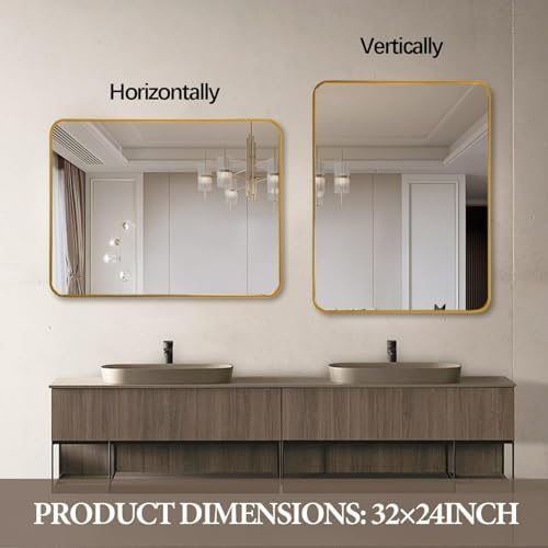 AiStarlink Wall Mount Mirror 24x36 Aluminum Farmhouse Style