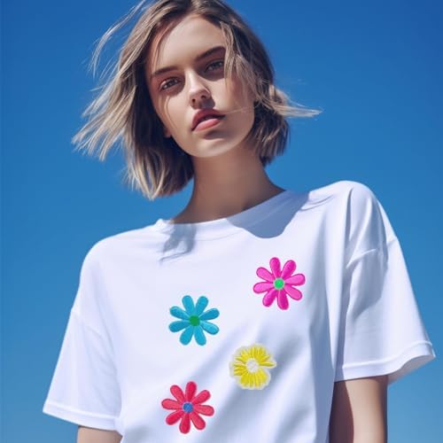 TACVEL 42 Piece Colorful Flower Butterfly Iron On Patches