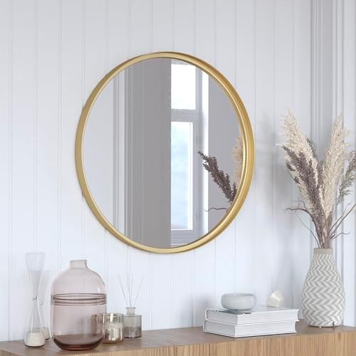 Large Round Wall Mirror with Gold Frame - 275 Vanity Mirror