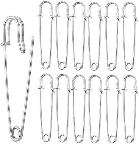 Urmspst 30pcs Large Safety Pins Silver Heavy Duty