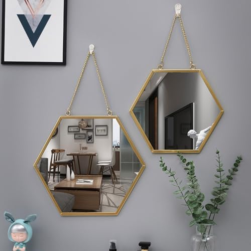 ULTNICE Round Antique Metal Glass Wall Mirror