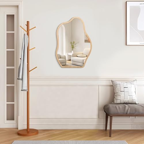 Unique Wood Frame Asymmetrical Wall Mirror