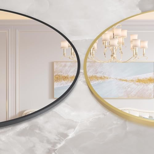 GAOMON 30 Inch Modern Round Wall Mirror with Sleek Black Metal Frame
