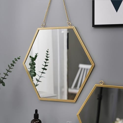TZUFA Hexagon Wall Mirror Gold Bathroom Decor