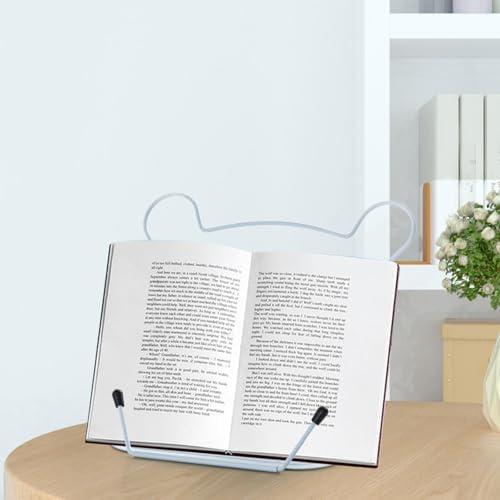 Harayaa Metal Book Stand Portable for Cookbooks and Magazines Blue