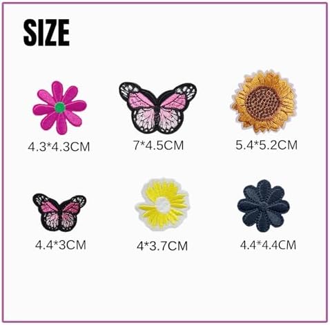 TACVEL 42 Piece Colorful Flower Butterfly Iron On Patches