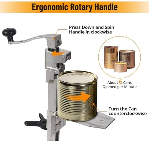 MilleLoom Heavy Duty Manual Can Opener with 3 Blades