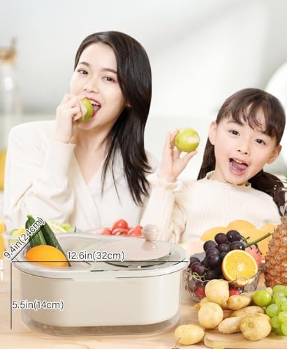 2025 New Fruit Cleaner Spinner with Brush and Bowl - Pink